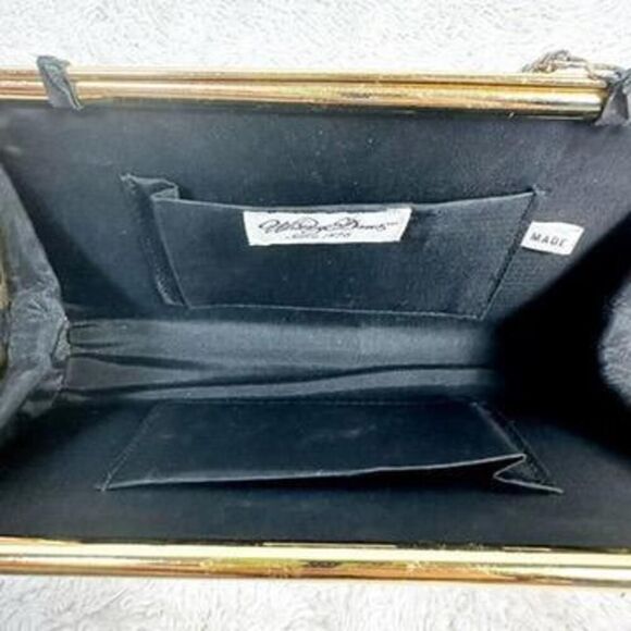 Whiting & Davis Black Mesh Bag Long Chainlink Crossbody Strap Elegant Vintage - Picture 9 of 11